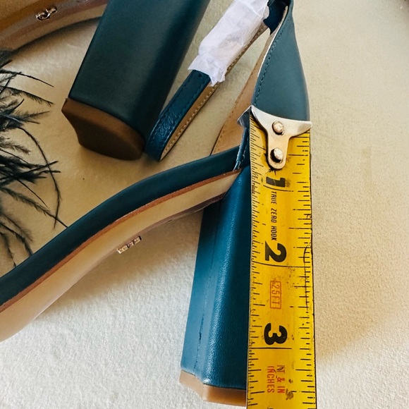 San Edelman yarofeather sandals heels women blue ankle strap New sz#6M - Picture 14 of 16